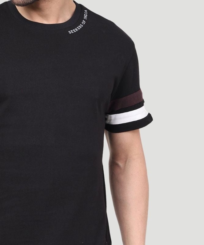 Men's Black Solid Half Sleeves Regular Fit T-Shirt